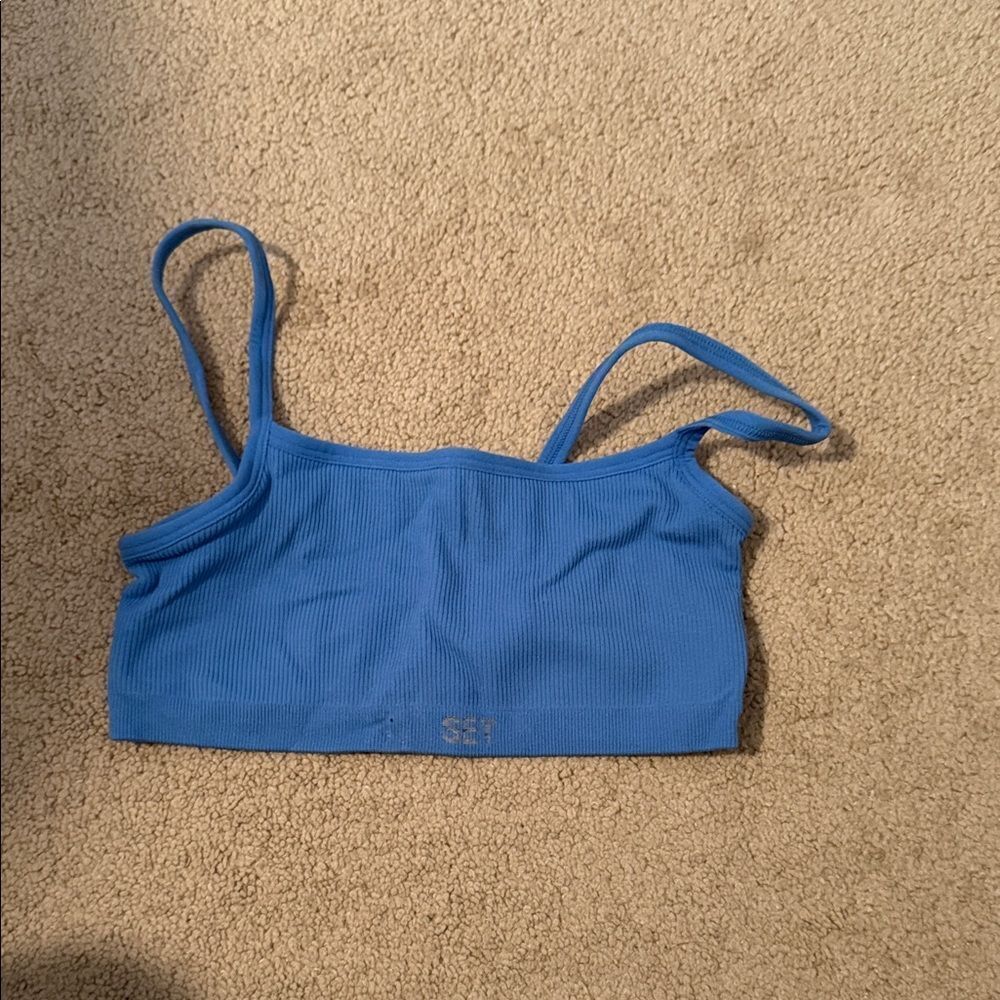 New Set active Small bra Blue Ribbed Crop Top